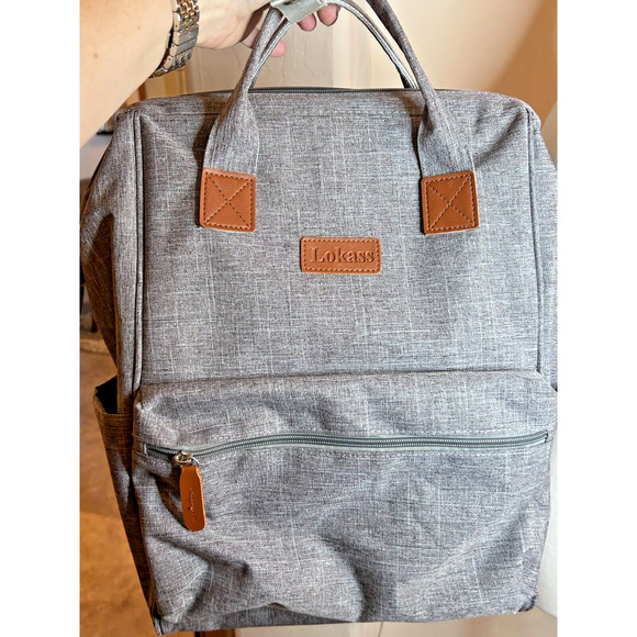 Lokass Backpack Gray Laptop Sleeve USB Port - Picture 1 of 7